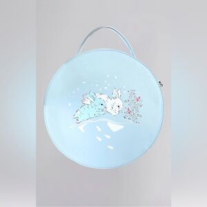 Collectif Snowy Rabbit Hatbox Style Pale Blue Large Crossbody Bag